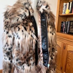 MAJORELLE  Revolve XS Faux Fur Leopard-Print Jacket NWT New